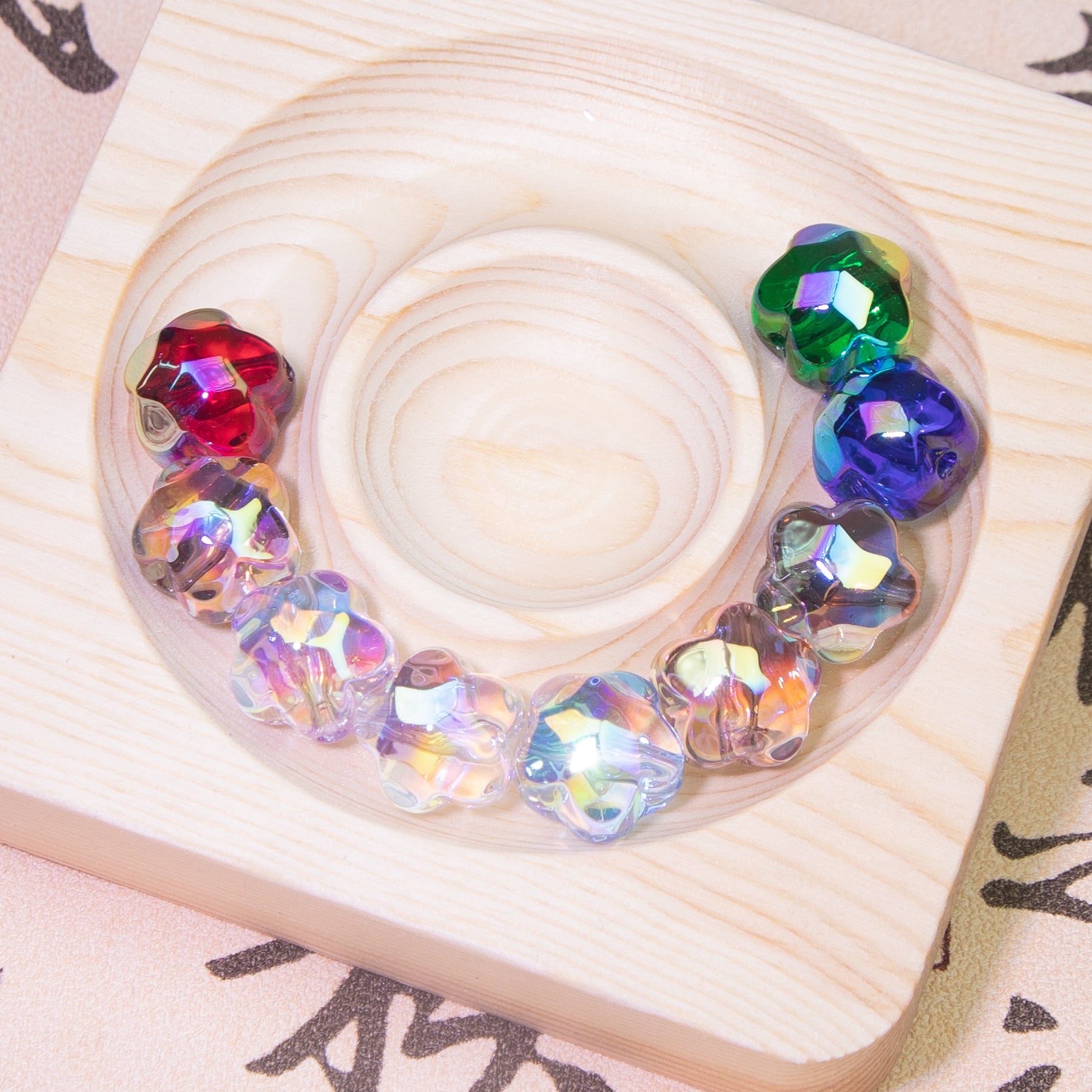 Wholesale 10pcs Faceted Plum Blossom Beads Cold Moon Transparent Loose Beads